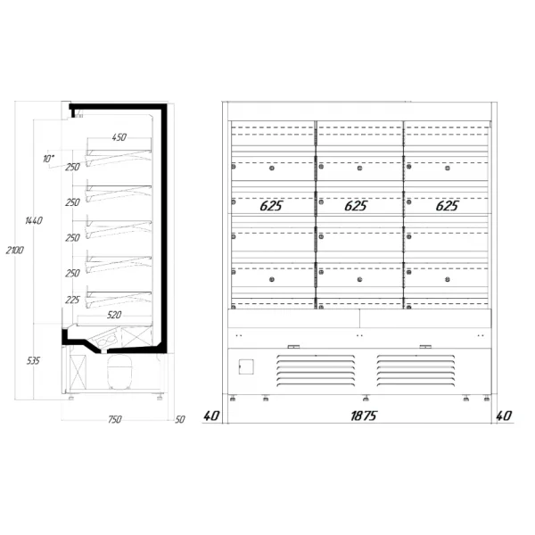 Холодильна вітрина пристінна  JUKA ADX187